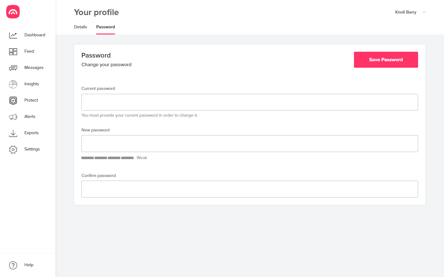 The Password tab
