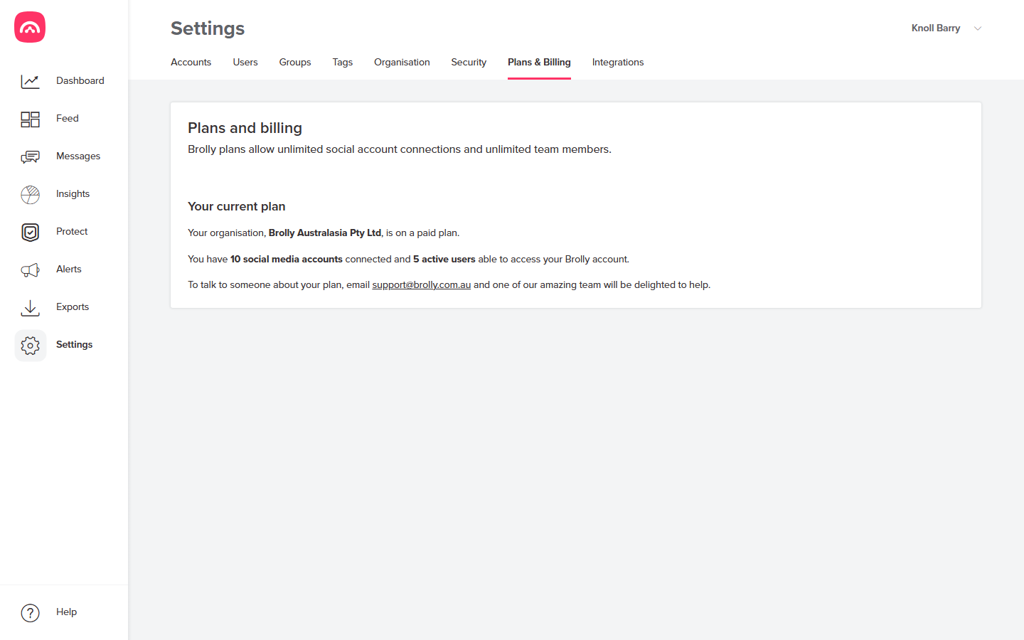 Settings → Plans & Billing