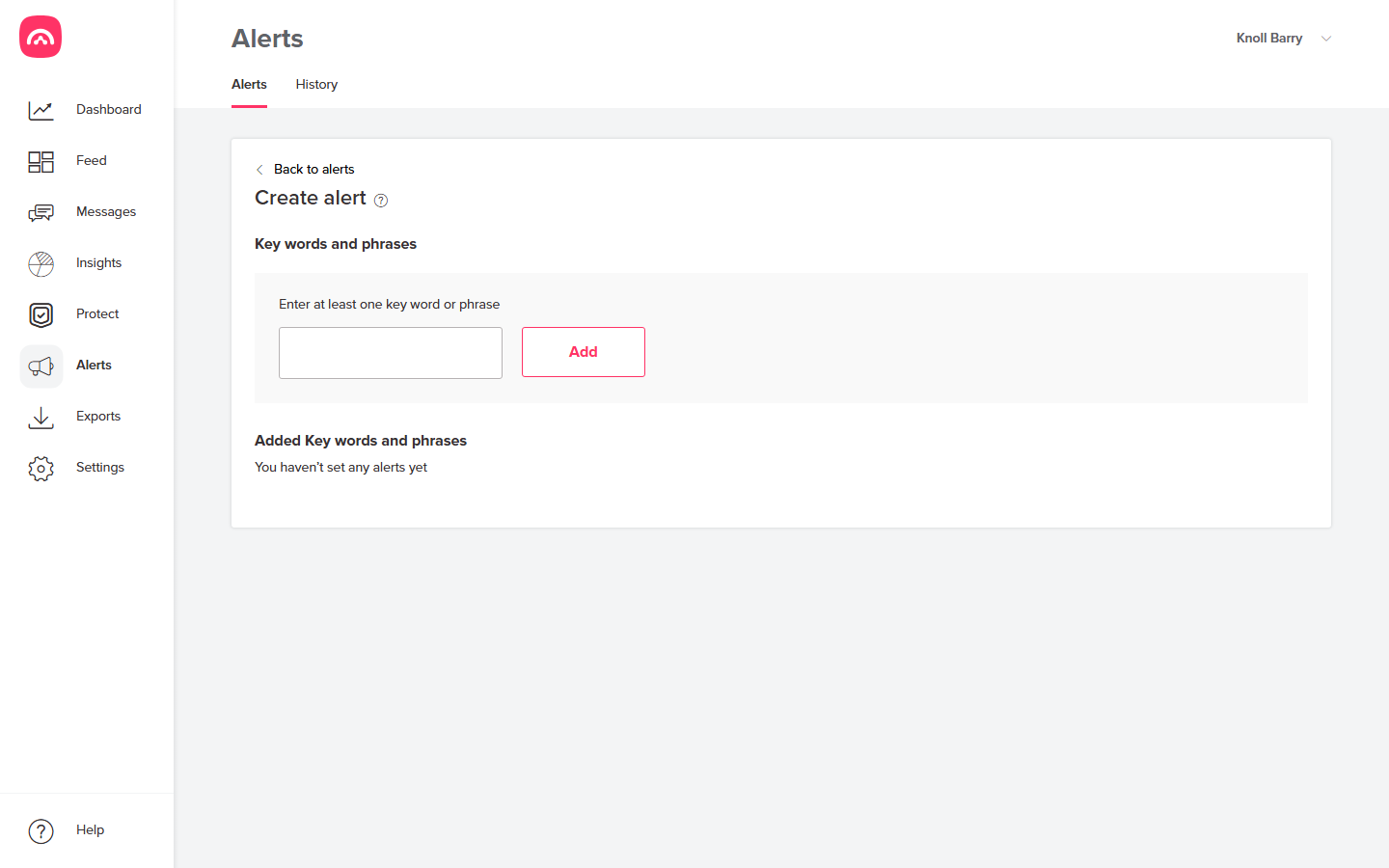 The Create alert form