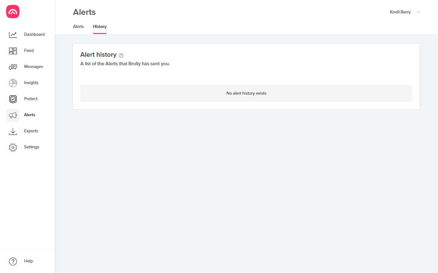 Alerts → History — the alerts Brolly has sent you
