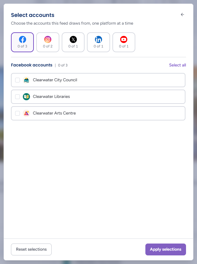 Select accounts step