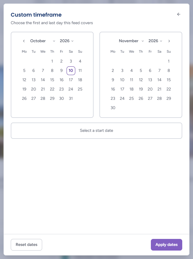 Custom timeframe step