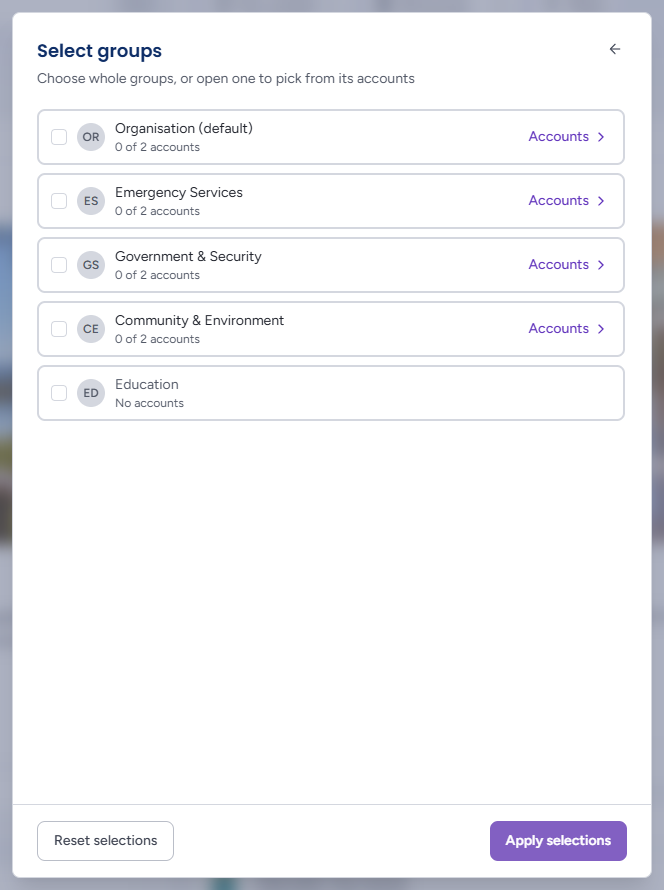 Select groups step