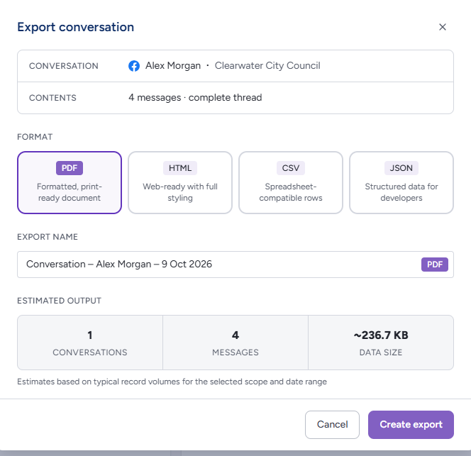 Export conversation