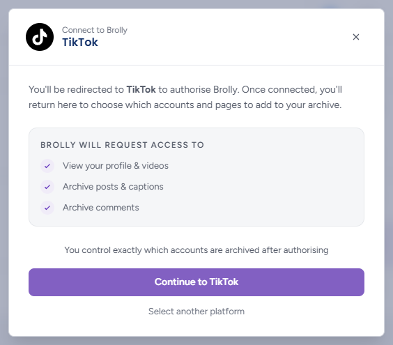 Connect to TikTok