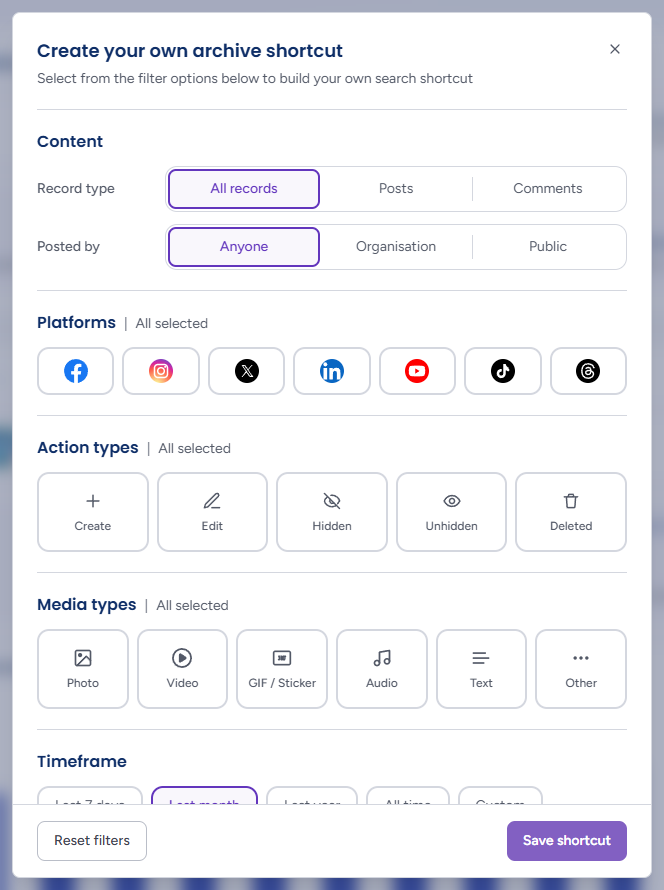 Create your own archive shortcut