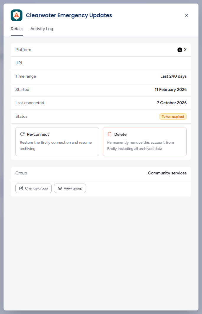 Account drawer for an account on hold