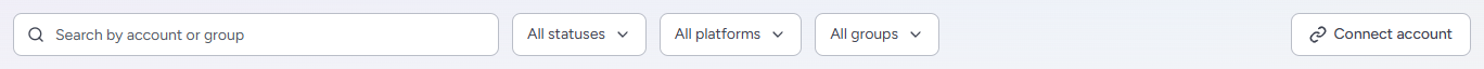 Connect account button in the toolbar