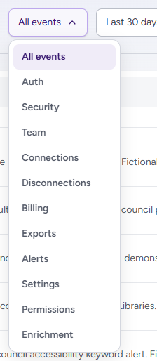 Event categories