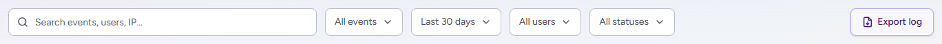 Activity log toolbar