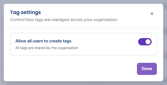 Tag settings